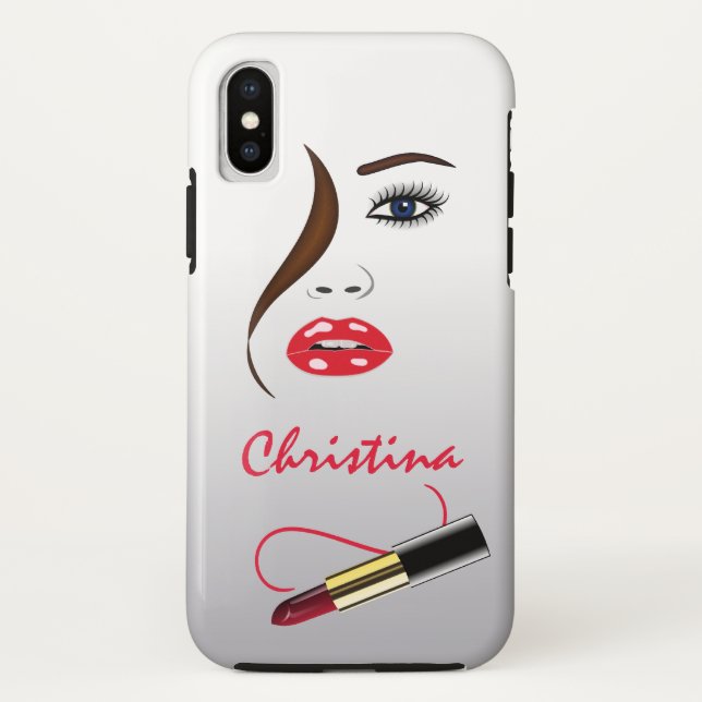 Face & Lipstick Kiss in the Mirror Makeup Artist Case-Mate iPhone Case (Back)