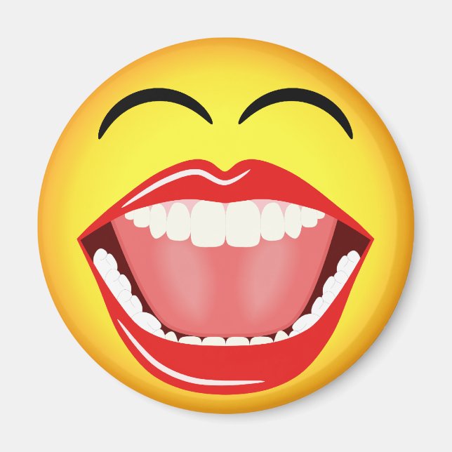 Face LOL Humour Laughing Funny Round Magnets (Front)
