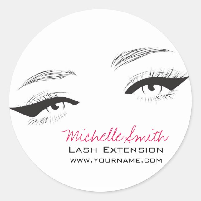 Face long lashes eyeliner Lash Extension Classic Round Sticker (Front)