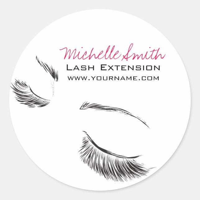 Face long lashes Lash Extension Classic Round Sticker (Front)