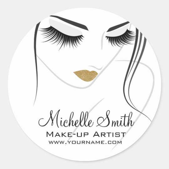 Face long lashes Lash Extensions Classic Round Sticker