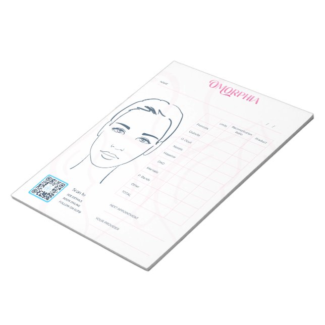 Face Map Tear-Away Note Pad (Angled)