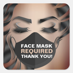 Face Mask Covering Required Makeup Rose Covid Square Sticker