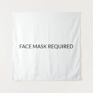 Face Mask Required black and white simple Tapestry