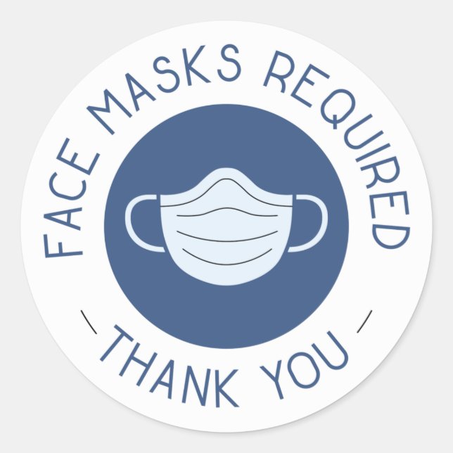 Face Mask Required Classic Round Sticker (Front)