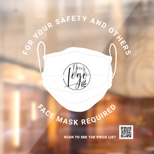 Face mask required for safety Qr code Window Cling