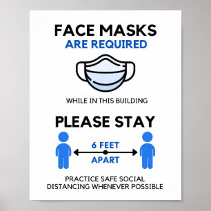 Face Mask Required Poster, 6 ft. Away Poster
