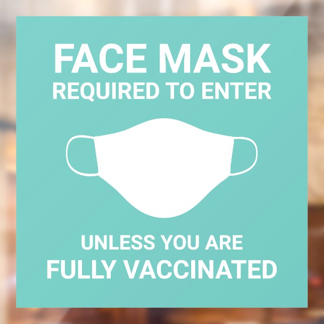 Face Mask Required Sign Mint White Window Decal (Sheet 2)