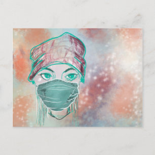 face mask sparkle scene postcard