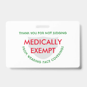 Face Mask White Medically Exempt Badge
