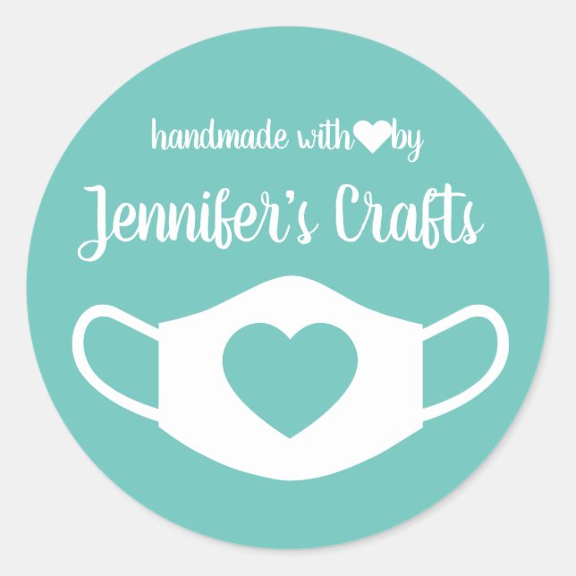 Face Masks Handmade with Love Classic Round Sticker (Front)