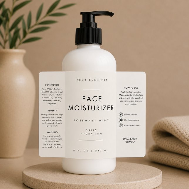 Face Moisturizer 8oz Bottle Label (Creator Uploaded)