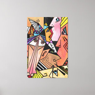 Face Moods Canvas Print Cubism Portrait - Painting