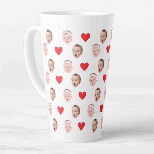 Face Mug, Custom Photo Mug, Baby Gift  Latte Mug (Left Angle)
