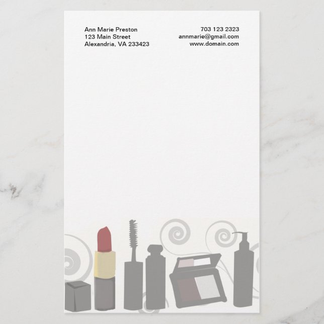 Face, Nails, Lashes Eye Makeup Cosmetologist Stationery (Front)