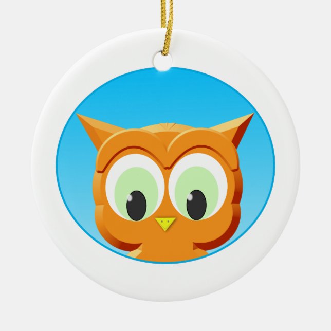 Face Of A Little Owl Ceramic Ornament (Front)