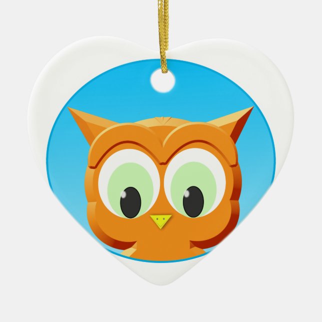 Face Of A Little Owl Ceramic Ornament (Front)