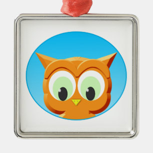 Face Of A Little Owl Metal Ornament