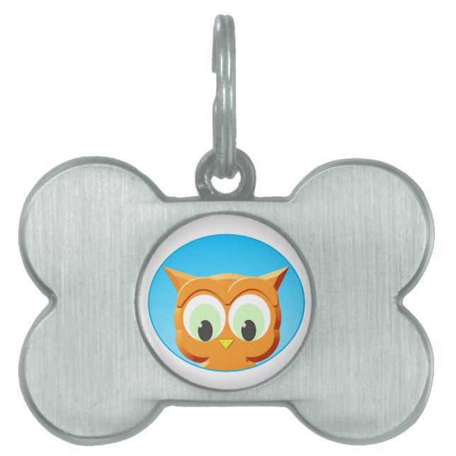 Face Of A Little Owl Pet ID Tag (Front)