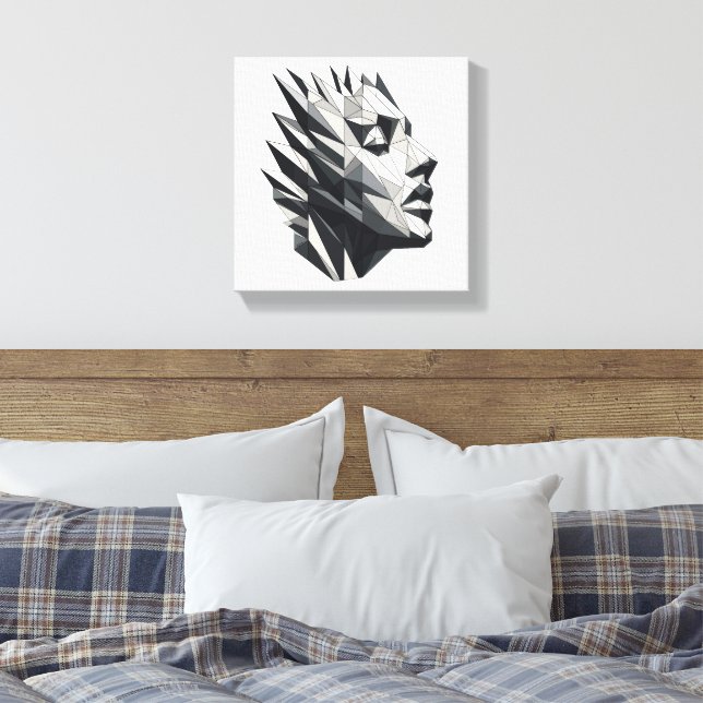 Face of a polygonal woman canvas print (Insitu(Bedroom))