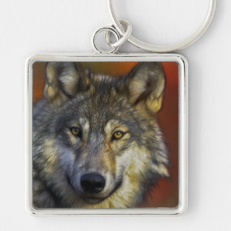 Face of a Wolf Photo Keychain