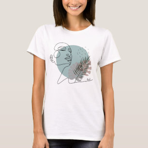 Face of a woman drawn with traits. Minimalist T-Shirt