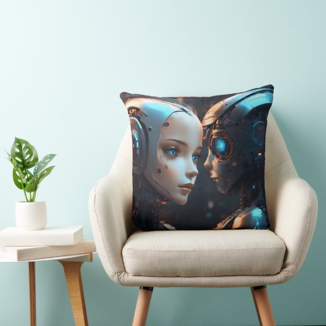 Face of AI Chatbot Throw Pillow (Chair)