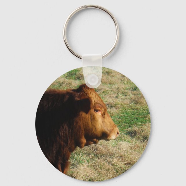 Face of Brown bull cow Keychain (Front)