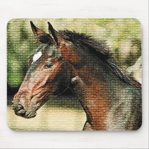 Face of Horse Mosaic Tiles Mouse Pad
