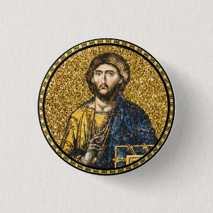 Face Of jesus Christ Orthodox Haga Sophia Icon 1 Inch Round Button