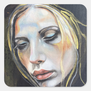 Face of sadness, young lady artwork stickers