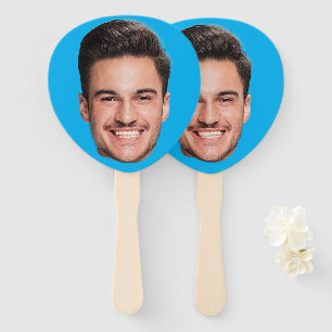 Face On Hand Fan   Custom Bachelorette Party Blue