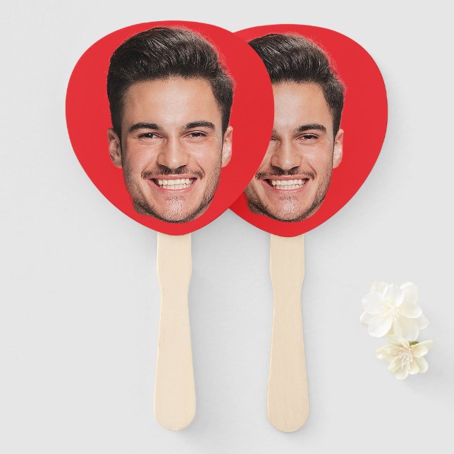 Face On Hand Fan | Custom Bachelorette Party Red (Front and Back)