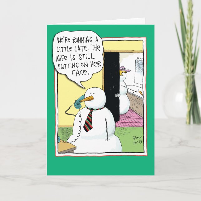 Face On Snowman Funny Card (Front)