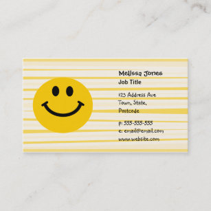 Face on sunny yellow stripes business card