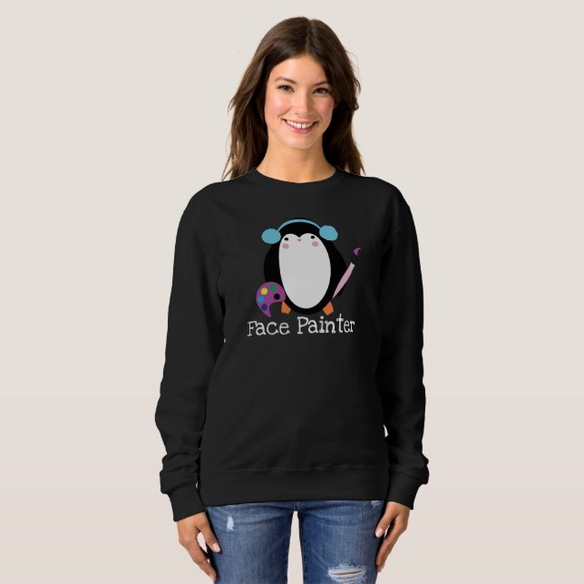Face Painter Facepainting Artist Winter Penguin Sweatshirt (Front Full)