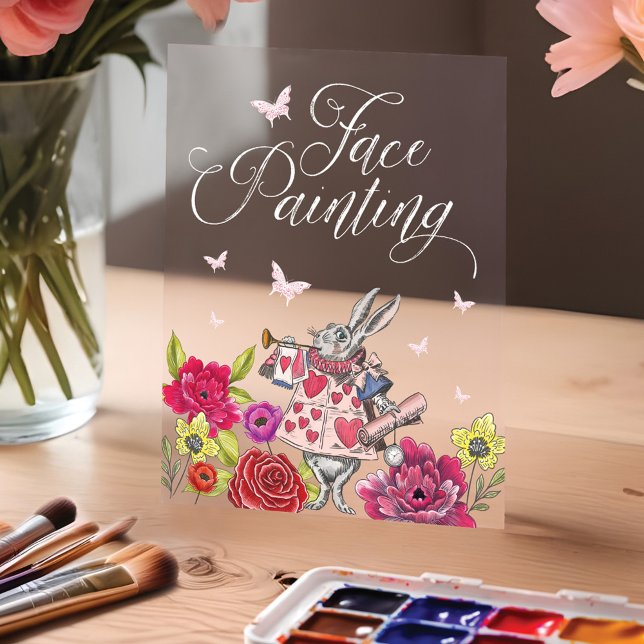 Face Painting Alice In Wonderland White Rabbit Acrylic Sign (Face Painting Alice In Wonderland White Rabbit Acrylic Sign)