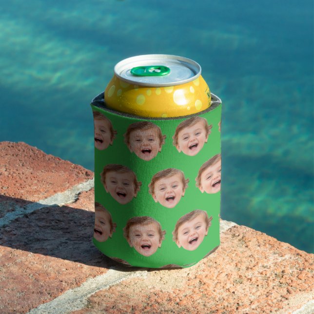 Face Photo Can Cooler, Birthday Party Photo Custom Can Cooler (In Situ Pool)