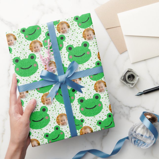 Face Photo Frog Theme Wrapping Paper (Gifting)