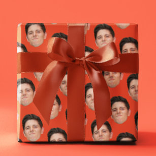 Face Photo Tangerine Orange Gift Wrapping Paper