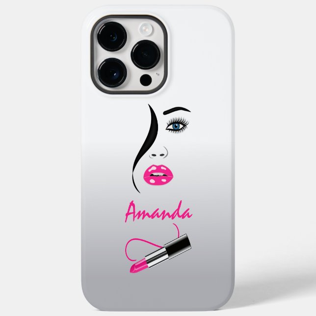 Face Pink Lipstick Kiss Mirror Cool Makeup Artist Case-Mate iPhone Case (Back)