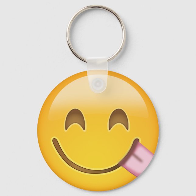 Face Savoring Delicious Food Emoji Keychain (Front)