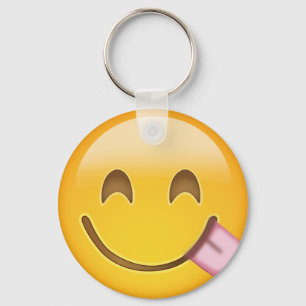 Face Savouring Delicious Food Emoji Keychain