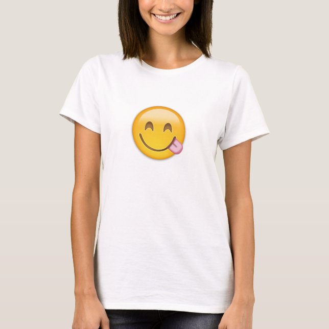 Face Savouring Delicious Food Emoji T-Shirt (Front)