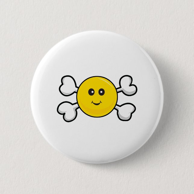 face Skull and Crossbones 2 Inch Round Button (Front)