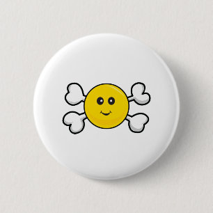 face Skull and Crossbones 2 Inch Round Button