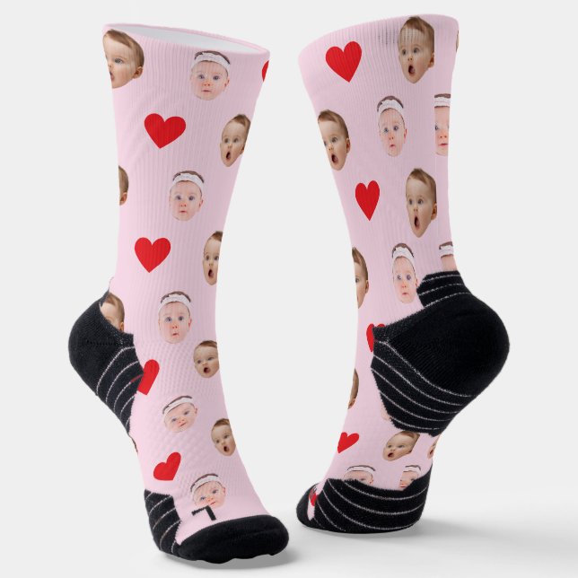 Face Socks, Custom Photo Socks, Baby Face Gift  Socks (Angled)