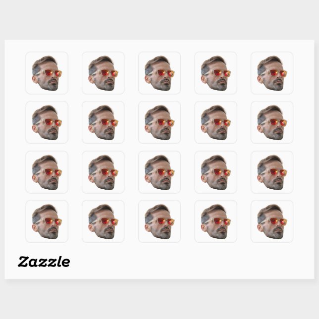 Face Sticker, Custom Face Sticker, Custom Photo  Square Sticker (Sheet)
