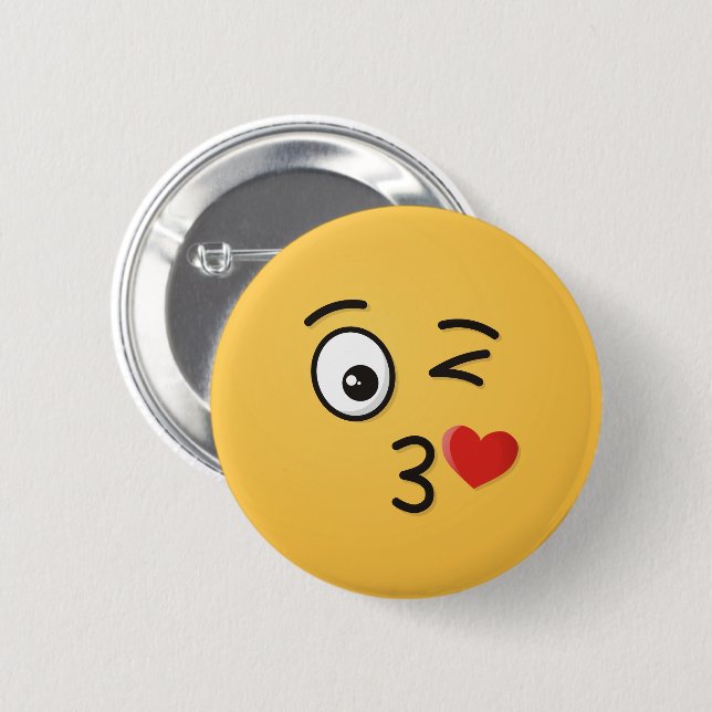 Face Throwing a Kiss 2 Inch Round Button (Front & Back)