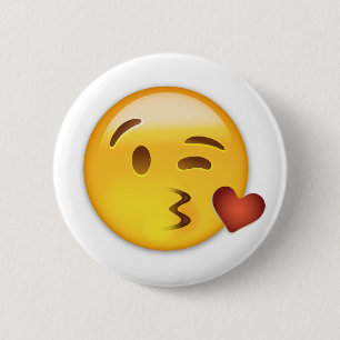 Face Throwing A Kiss Emoji 2 Inch Round Button